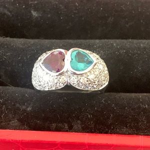 Faceted Heart Jewel Sterling Ring